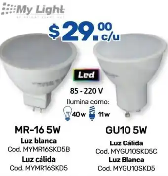 Niplito MR-16 5W Luz blanca Cod. MYMR16SKD5B Luz cálida oferta