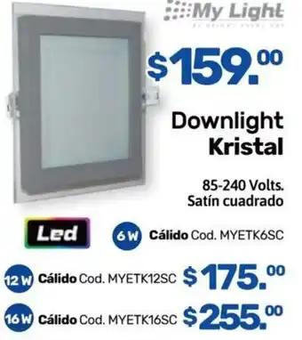 Downlight Kristal 85-240 Volts. Satín cuadrado
