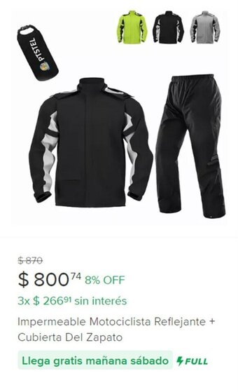 Mercado Libre Impermeable Motociclista Reflejante + Cubierta Del Zapato oferta