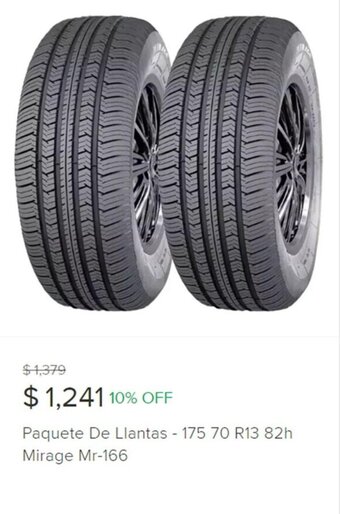 Mercado Libre Paquete De Llantas - 175 70 R13 82h Mirage Mr-166 oferta