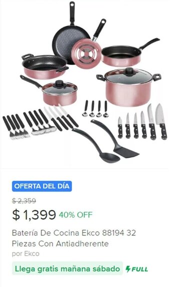 Mercado Libre Batería De Cocina Ekco 88194 32 Piezas Con Antiadherente oferta