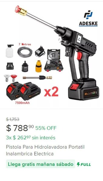 Mercado Libre Pistola Para Hidrolavadora Portatil Inalambrica Electrica oferta