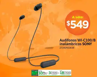 City Club Audífonos WI-C100/B inalámbricos SONY oferta