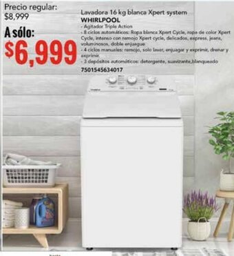City Club Lavadora 16 kg blanca Xpert system WHIRLPOOL oferta