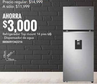 City Club Refrigerador Top mount 14 pies LG oferta