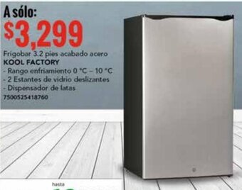 City Club Frigobar 3.2 pies acabado acero KOOL FACTORY oferta