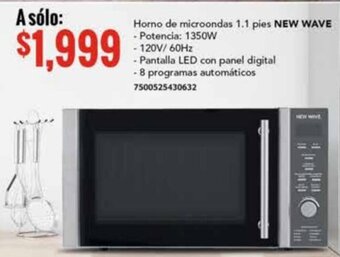 Horno de microondas 1.1 pies NEW WAVE