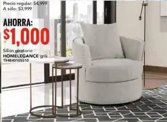 Sillón giratorio HOMELEGANCE gris 194840105510