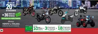 Motos VENTO e ITALIKA CÓDGIOS SELECCIONADOS
