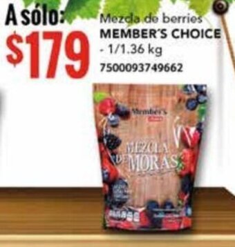 Mezcla de berries MEMBER'S CHOICE - 1/1.36 kg 7500093749662