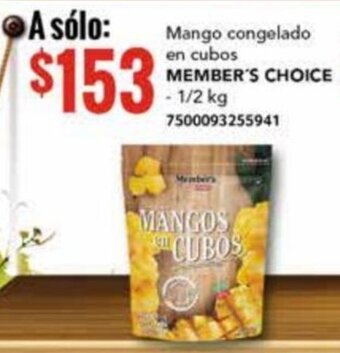 Mango congelado en cubos MEMBER'S CHOICE - 1/2 kg 7500093255941