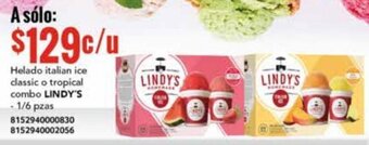 City Club Helado italian ice classic o tropical combo LINDY'S - 1/6 pzas 8152940000830 8152940002056 oferta