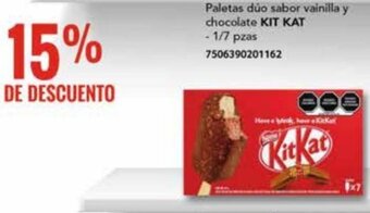 City Club Paletas dúo sabor vainilla y chocolate KIT KAT - 1/7 pzas oferta