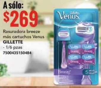 City Club Rasuradora breeze más cartuchos Venus GILLETTE 1/6 pzas oferta