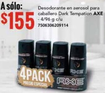 City Club Desodorante en aerosol para caballero Dark Tempation AXE - 4/96 g c/u 7506306209114 oferta