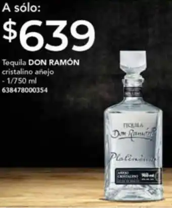 City Club Tequila DON RAMÓN cristalino añejo -1/750 ml 638478000354 oferta