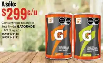 City Club Concentrado naranja o lima limón GATORADE - 1/2.3 kg c/u 36731141118 36731141132 oferta