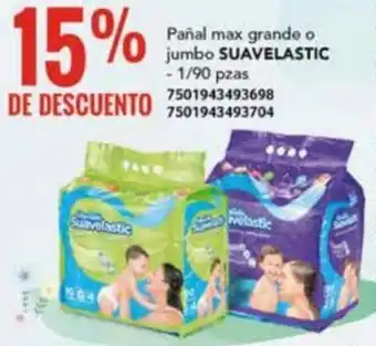 City Club Pañal max grande o jumbo SUAVELASTIC - 1/90 pzas 7501943493698 oferta