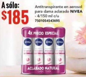 City Club Antitranspirante en aerosol para dama aclarado NIVEA -4/150 ml c/u 7501054543695 oferta