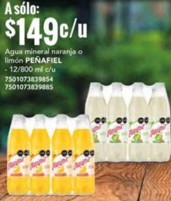 City Club Agua mineral naranja o limón PEÑAFIEL - 12/800 ml c/u 7501073839854 7501073839885 oferta