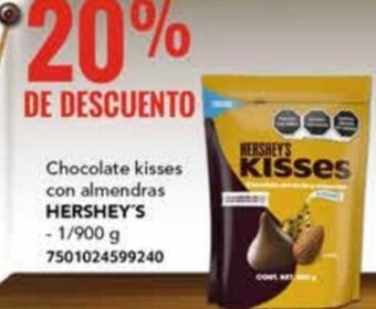 City Club Chocolate kisses con almendras HERSHEY'S - 1/900 g 7501024599240 oferta