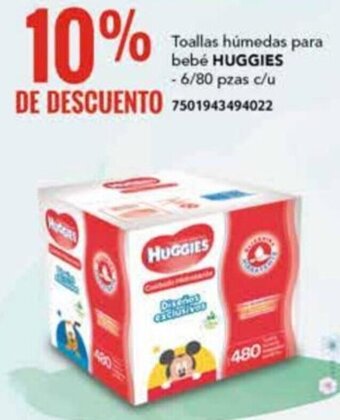 City Club Toallas húmedas para bebé HUGGIES - 6/80 pzas c/u oferta