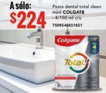 City Club Pasta dental total clean mint COLGATE -4/150 ml c/u 7509546651651 oferta