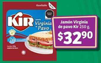 Soriana Híper Jamón Virginia de pavo Kir 250 g. oferta