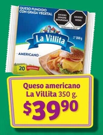 Soriana Híper Queso americano La Villita 350 g. oferta