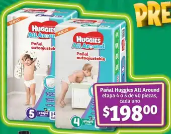 Soriana Híper Pañal Huggies All Around etapa 4 o 5 de 40 piezas, cada uno oferta
