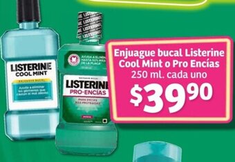 Soriana Híper Enjuague bucal Listerine Cool Mint o Pro Encías 250 ml. cada uno oferta