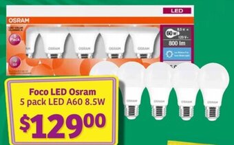 Soriana Híper Foco LED Osram 5 pack LED A60 8.5W oferta