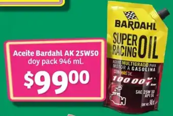 Soriana Híper Aceite Bardahl AK 25W50 RAC doy pack 946 ml. oferta