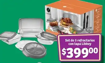 Soriana Híper Set de 5 refractarios con tapa Libbey oferta