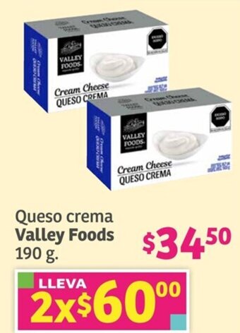 Soriana Híper Queso crema Valley Foods 190g oferta