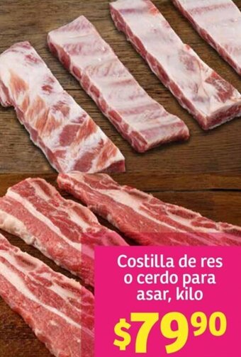 Soriana Híper Costilla de res o cerdo para asar, kilo oferta