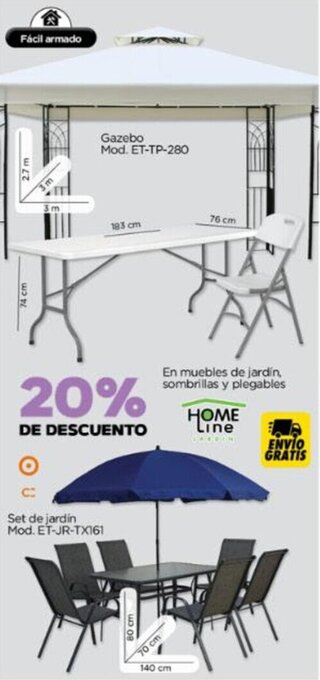En muebles de jardín, sombrillas y plegables