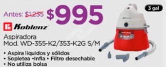 Chedraui Koblenz Aspiradora Mod. WD-355-K2/353-K2G S/M oferta