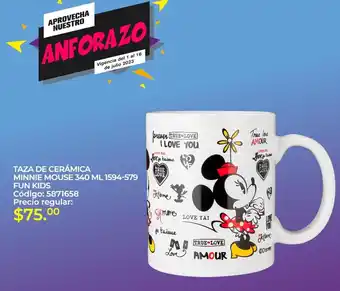 TAZA DE CERÁMICA MINNIE MOUSE 340 ML 1594-579 FUN KIDS