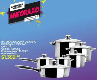 Almacenes Anfora BATERÍA DE COCINA DE ACERO INOXIDABLE 12 PIEZAS QUALITÉ oferta