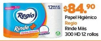 Papel Higiénico Regio Rinde Más 300 HD 12 rollos