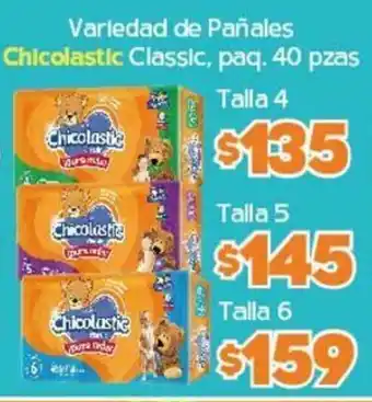 Arteli Variedad de Pañales Chicolastic Classic, paq. 40 pzas Talla 4 oferta