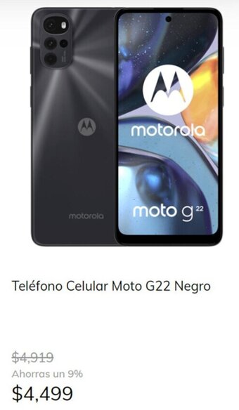 MOBO Teléfono Celular Moto G22 Negro oferta