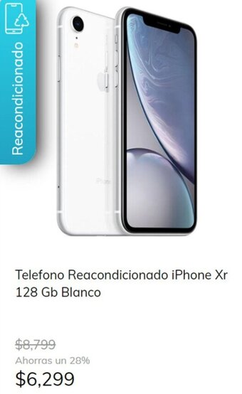MOBO Telefono Reacondicionado iPhone Xr 128 Gb Blanco oferta