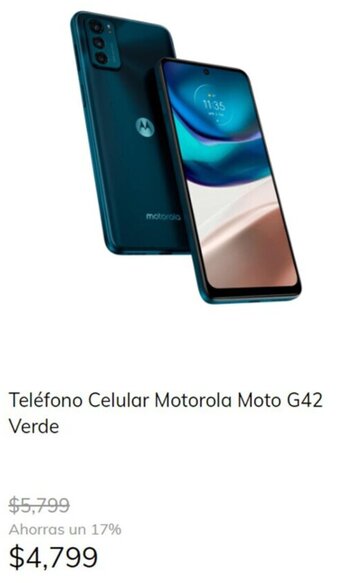 MOBO Teléfono Celular Motorola Moto G42 Verde oferta