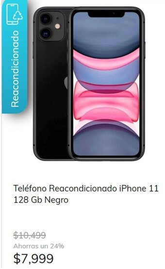MOBO Teléfono Reacondicionado iPhone 11 128 Gb Negro oferta