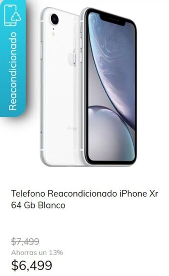 MOBO Telefono Reacondicionado iPhone Xr 64 Gb Blanco oferta
