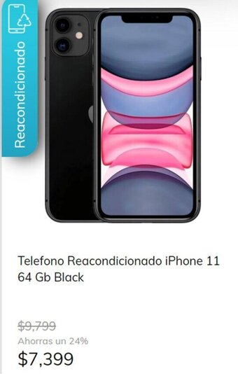 MOBO Telefono Reacondicionado iPhone 11 64 Gb Black oferta