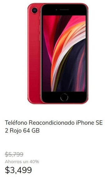 MOBO Teléfono Reacondicionado iPhone SE 2 Rojo 64 GB oferta