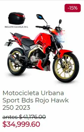 Motocicleta Urbana Sport Bds Rojo Hawk 250 2023